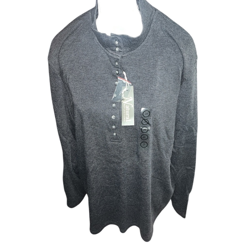 Men’s Natural Reflections Gray Henley Shirt size 2x